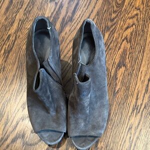 Via Spiga Dark Brown Peep-Toe Heeled Boots